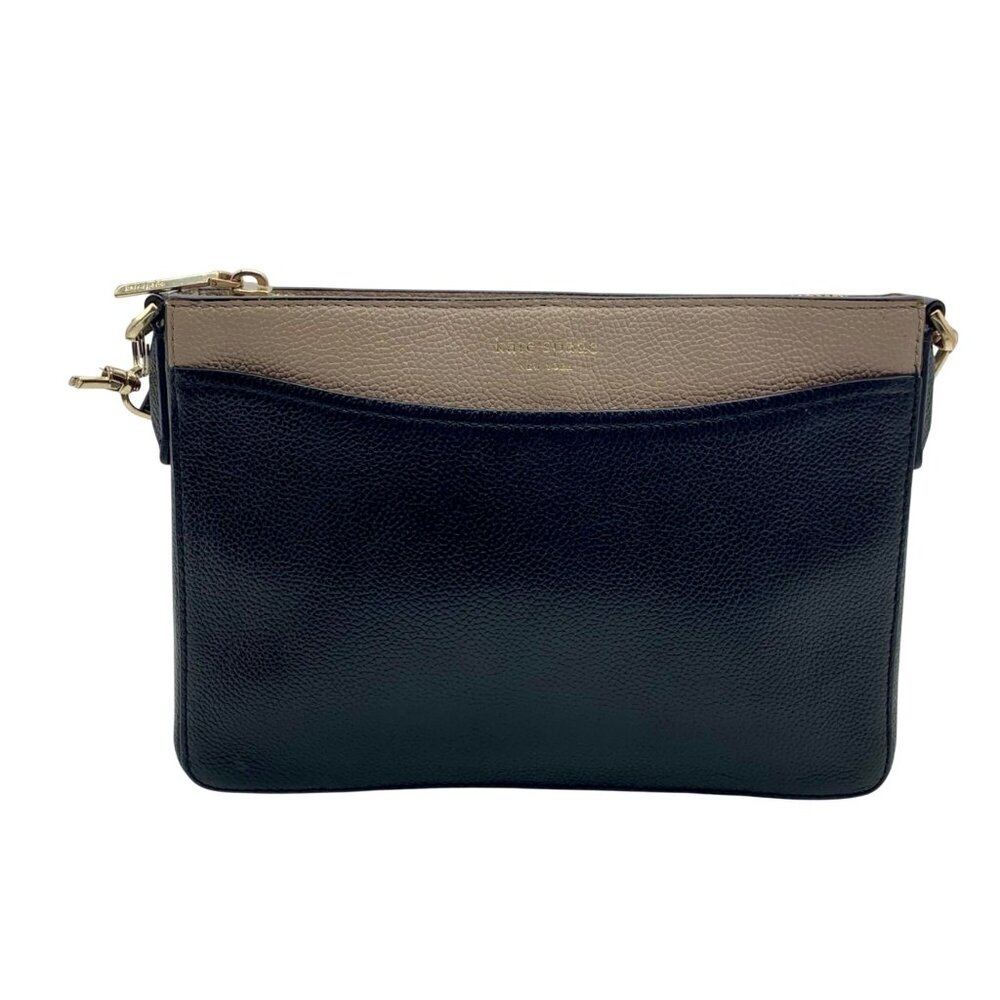 Kate Spade Gray And Black Pebbled Leather Margaux Crossbody Bag